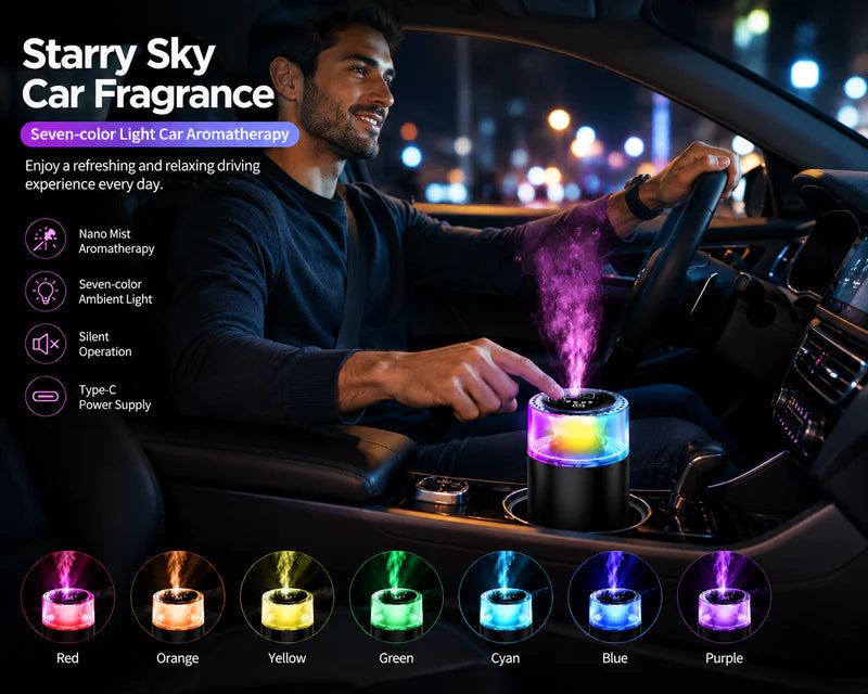 Starry Sky Car Fragrance Diffuser from My Store 5, luxury LED air freshener enhancing premium car interior with elegant design