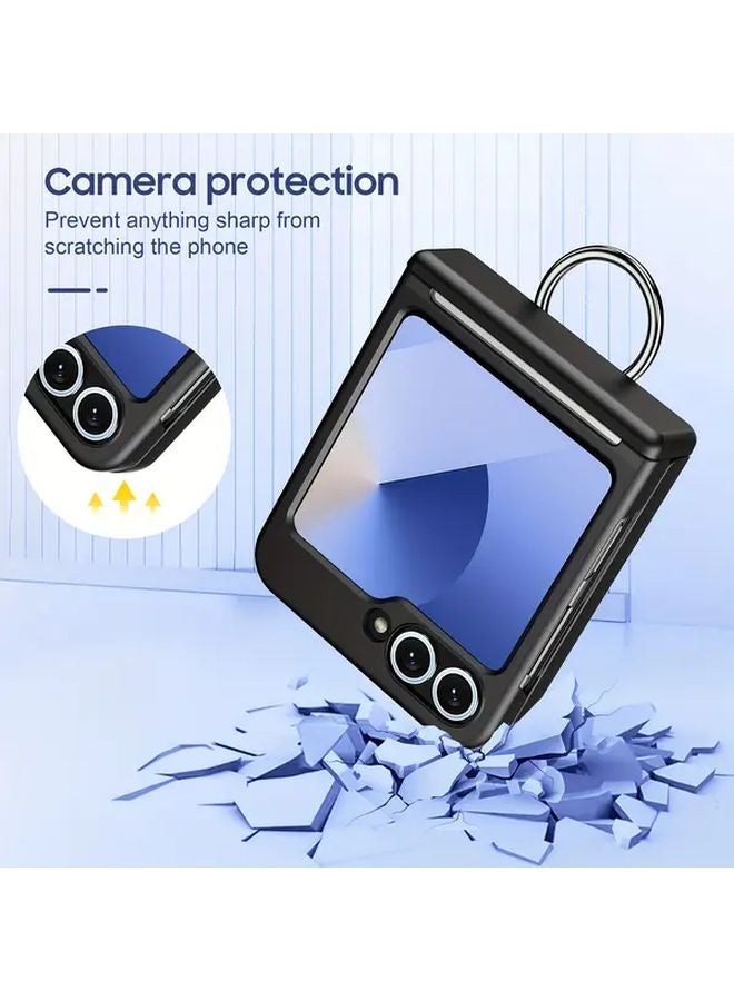 Samsung Galaxy Z Flip7 smart ring wallet case with card holder, durable protective cover with integrated ring grip.