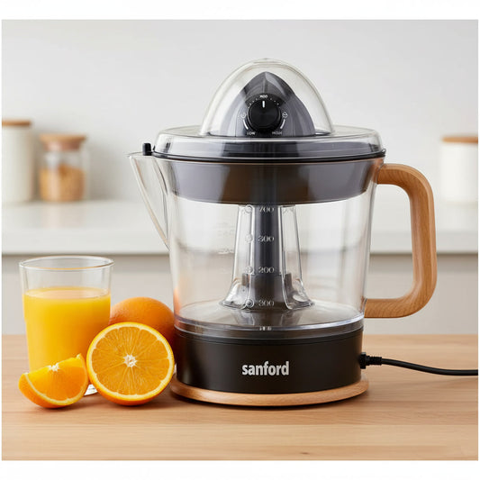 Sanford adjustable pulp citrus juicer by My Store 5 with anti-slip base and dust cover for fresh juice extraction in home kitchens.