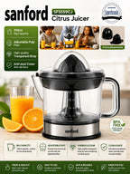 Sanford adjustable pulp citrus juicer from My Store 5 with anti-slip base and dust cover, suitable for home kitchen juice extraction.