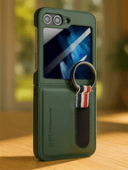 Smart Ring Wallet Case for Samsung Flip 6 phone, featuring a sleek design with a built-in ring holder and wallet compartment.