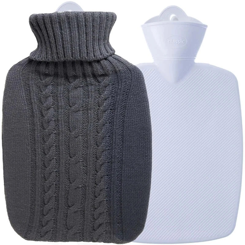 My Store 5 knitted cover hot water bag with cozy knitted fabric and handle for easy filling and use.