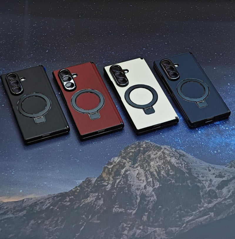 Clear magnetic ring case for Samsung Galaxy Z Fold 6 from My Store 5, featuring foldable shockproof design and magnetic grip.